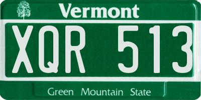 VT license plate XQR513