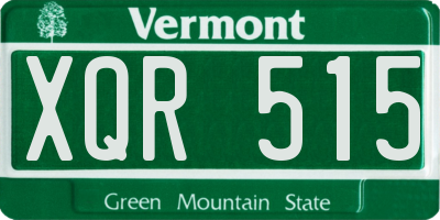 VT license plate XQR515