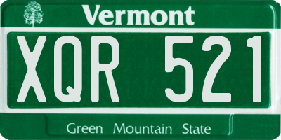 VT license plate XQR521