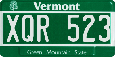 VT license plate XQR523