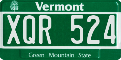 VT license plate XQR524