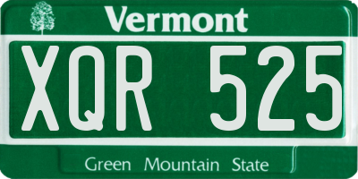 VT license plate XQR525