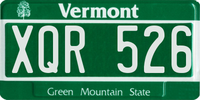 VT license plate XQR526