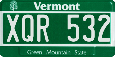VT license plate XQR532