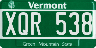 VT license plate XQR538