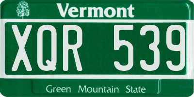 VT license plate XQR539