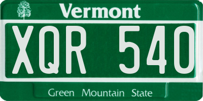 VT license plate XQR540