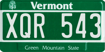 VT license plate XQR543
