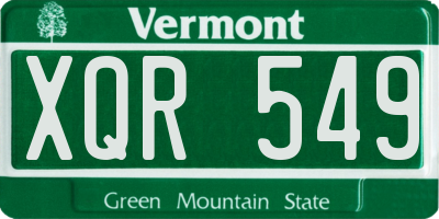 VT license plate XQR549
