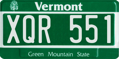 VT license plate XQR551