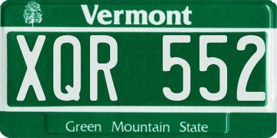 VT license plate XQR552