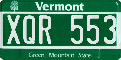 VT license plate XQR553