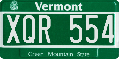 VT license plate XQR554