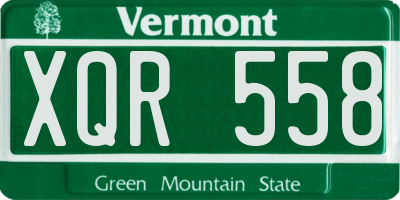 VT license plate XQR558