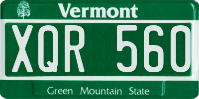 VT license plate XQR560