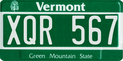 VT license plate XQR567