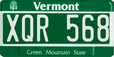 VT license plate XQR568