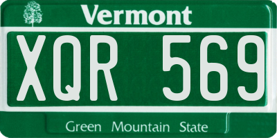 VT license plate XQR569