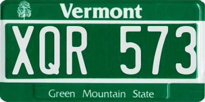VT license plate XQR573