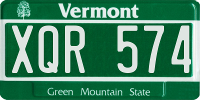 VT license plate XQR574