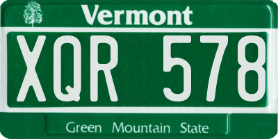 VT license plate XQR578