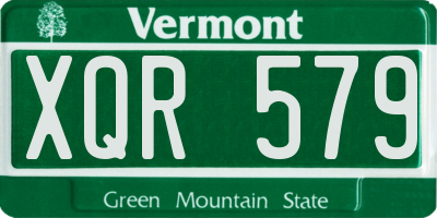 VT license plate XQR579