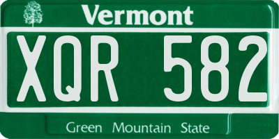 VT license plate XQR582