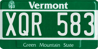 VT license plate XQR583