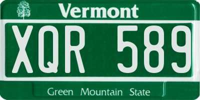 VT license plate XQR589