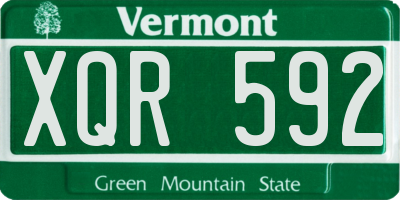 VT license plate XQR592