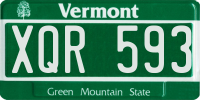 VT license plate XQR593