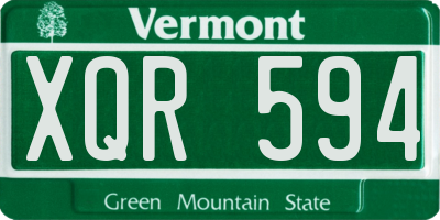 VT license plate XQR594