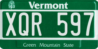 VT license plate XQR597