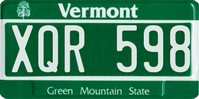 VT license plate XQR598