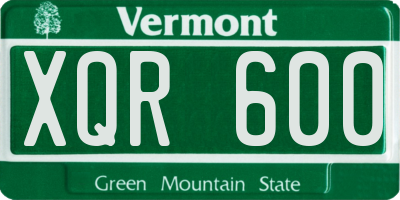 VT license plate XQR600