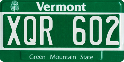 VT license plate XQR602