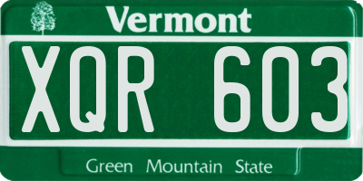 VT license plate XQR603