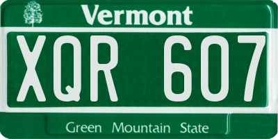 VT license plate XQR607