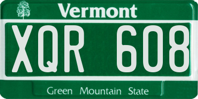 VT license plate XQR608