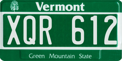 VT license plate XQR612