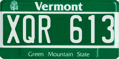 VT license plate XQR613