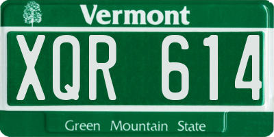 VT license plate XQR614