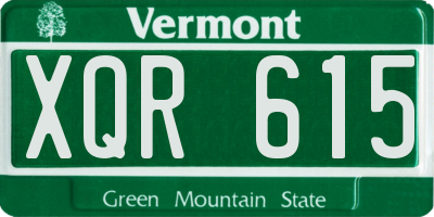 VT license plate XQR615