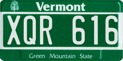 VT license plate XQR616