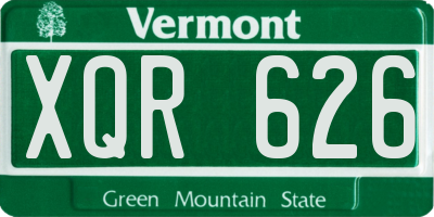 VT license plate XQR626