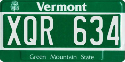 VT license plate XQR634