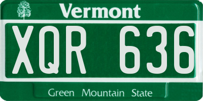 VT license plate XQR636