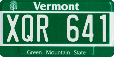 VT license plate XQR641