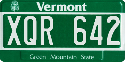 VT license plate XQR642