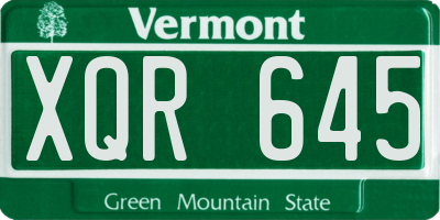 VT license plate XQR645